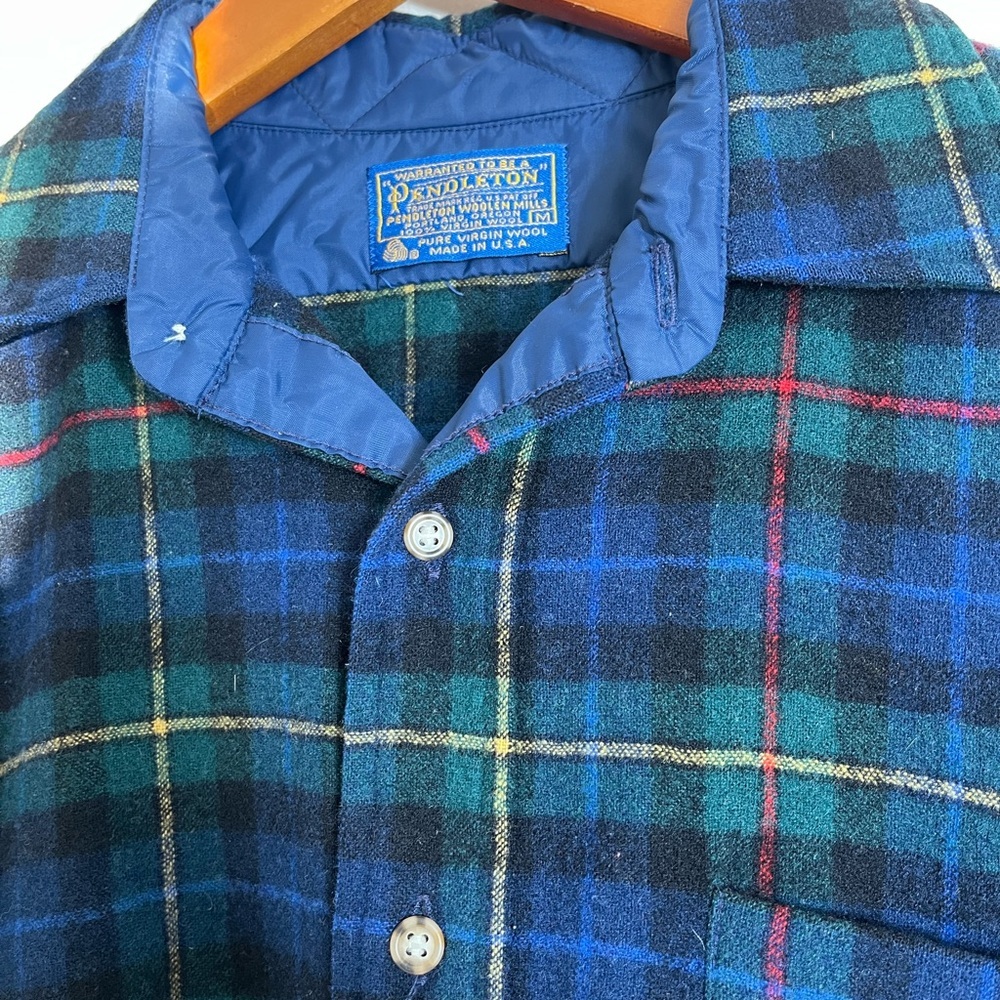 Pendleton Blue and Green Smith Plaid Button Down Shirt Size Medium - Picture 3 of 9
